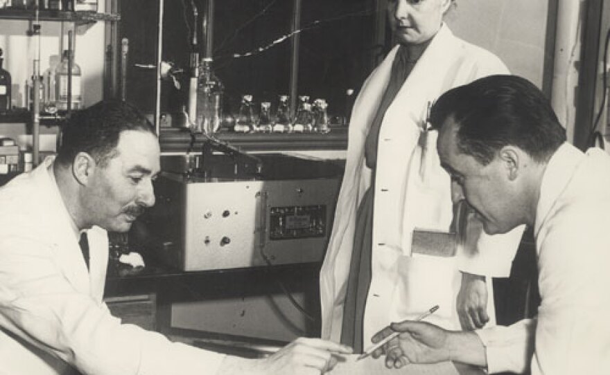 Dr. Sidney Farber, considered the father of modern chemotherapy, pictured at left with colleagues, c. 1950.