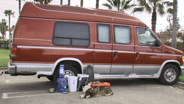 Photo of van parked in Ocean Beach, March 19th, 2019. 