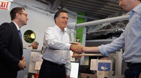 Google Vice President Jim Lecinski (L) introduces Republican presidential candidate, former Massachusetts Gov. Mitt Romney (C) to Engineering Site Lead Will Robinson at the Google Chicago headquarters March 20, 2012 in Chicago, Illinois. Earlier, Romney hosted an Romney For President Volunteer Google+ hangout town hall the day of the Republican presidential primary, where 54 delegates are up for grabs.
