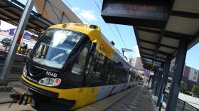 The light rail services the stadium stop as the Minnesota Vikings defeated the Atlanta Falcons 24-3 at the Metrodome on September 9, 2007 in Minneapolis, Minnesota. 
