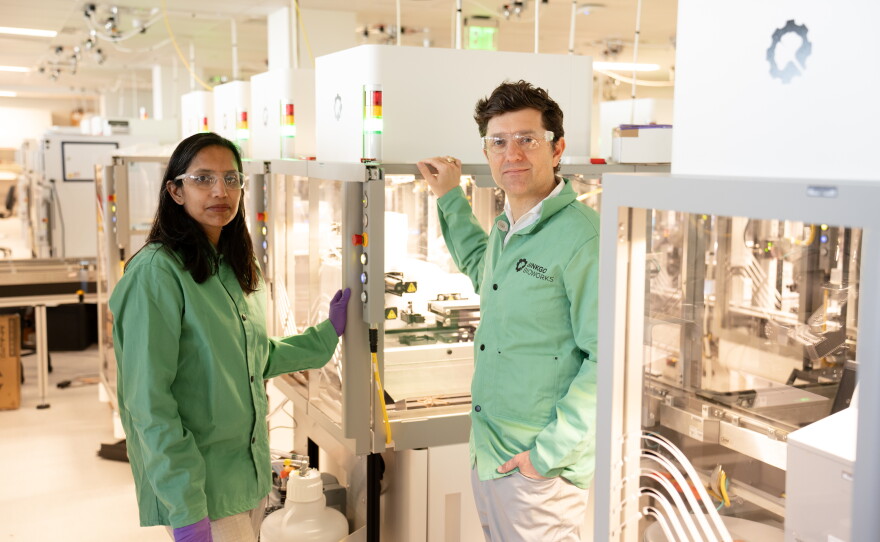 Shetty, left, and Jason Kelly are two of the four co-founders of Ginkgo Bioworks. The group met at MIT, where they hatched an idea to build an automated biotechnology lab. Kelly says it wasn't a popular idea before the AI revolution. "We were living on ramen."