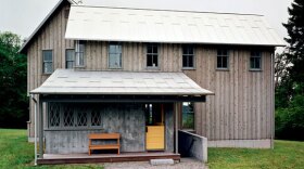A Roy McMakin designed home on Vashon Island, which is a short ferry ride from Seattle. The homeowner is a collector of the artist's work and wanted a custom modern farmhouse like “the one in ‘The Wizard of Oz’ — after the tornado.” 