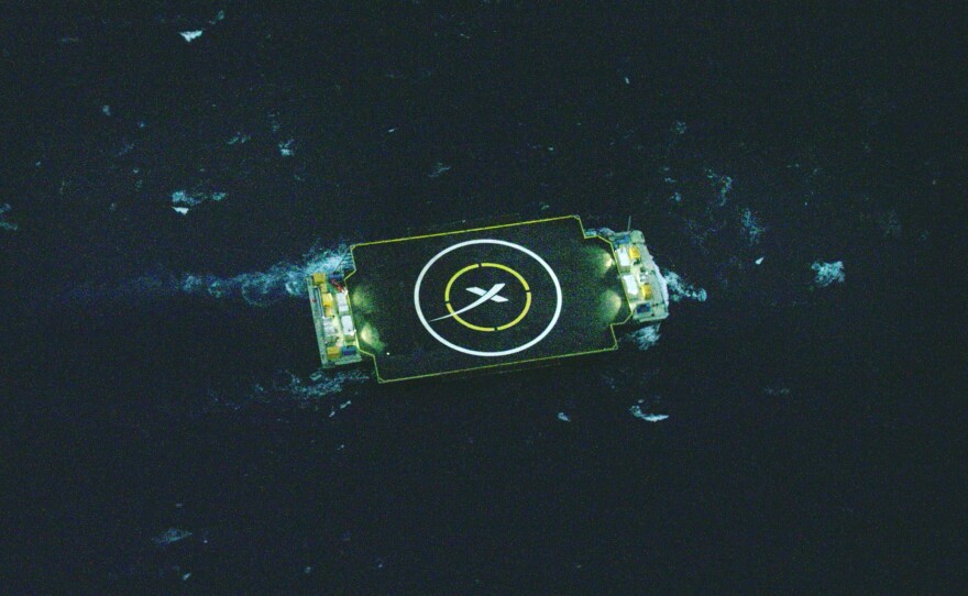 An image provided by SpaceX showing the barge that was used in an unsuccessful attempt to recover the Falcon 9 first stage.