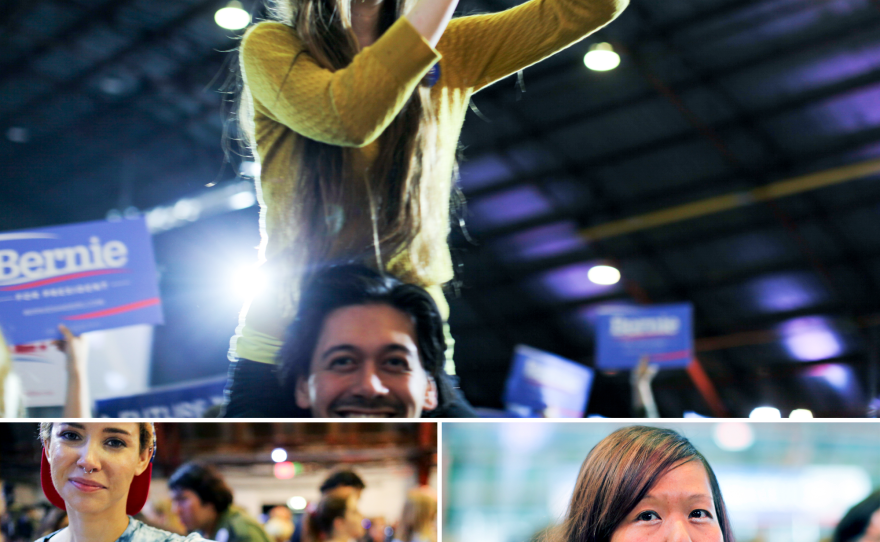 Sanders' supporters, including Winnie Wong (bottom right), founder of the online group People for Bernie, celebrated as though they had won even after significant losses in the June 7 primaries, which had been touted as critical to the campaign.