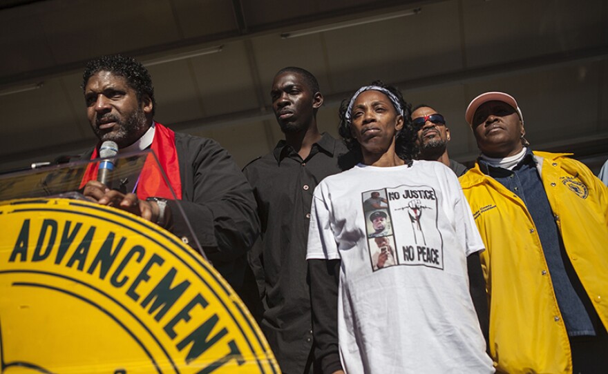 Rev. William Barber II calls for justice for Lennon Lacy at a December 2014 rally.