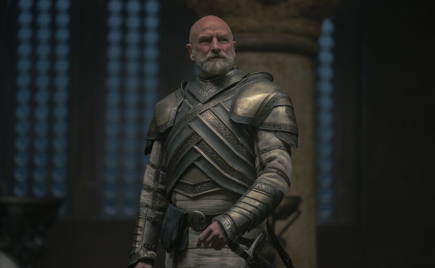 Lord Commander Harrold Westerling (Graham McTavish) glowers. And smolders, because I mean <em>look</em> at him. But mostly that first thing.