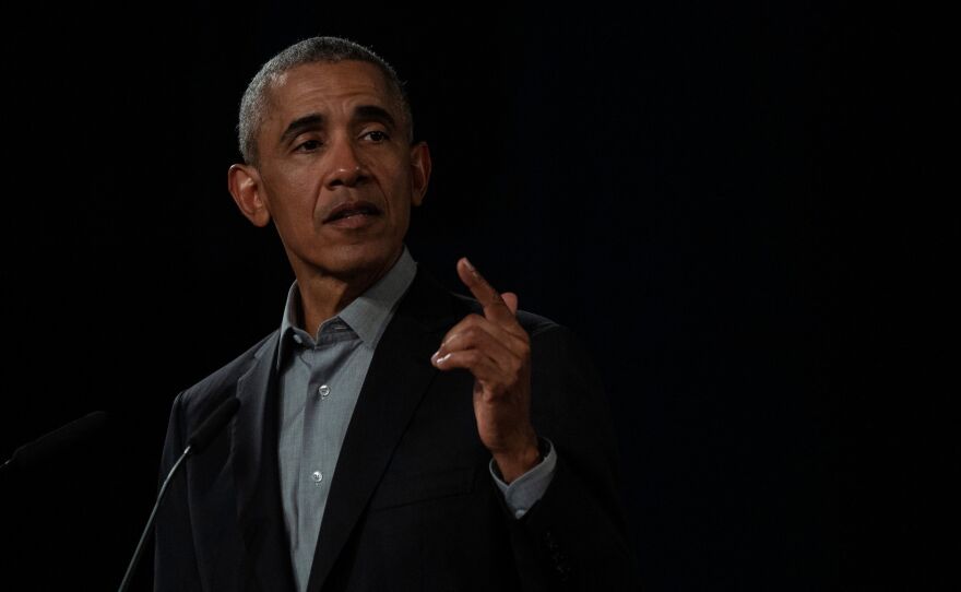 Former President Barack Obama, pictured at a town hall in Berlin in April 2019, has released a statement on the death of George Floyd, who died in police custody in Minnesota.