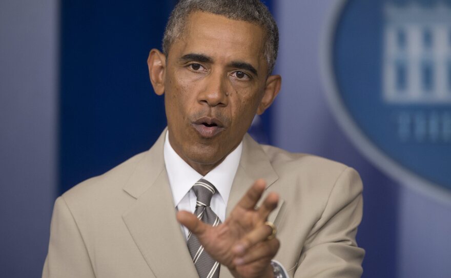 President Obama said Thursday at the White House that the U.S. doesn't yet have a strategy on how to deal with the Islamic State militant group.