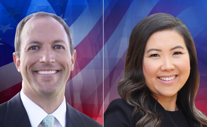 Assemblyman Brian Maienschein and challenger June Yang Cutter in undated campaign photos.