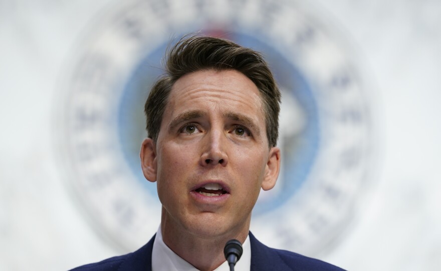 Sen. Josh Hawley, R-Mo., speaks Monday during a confirmation hearing for Supreme Court nominee Amy Coney Barrett.