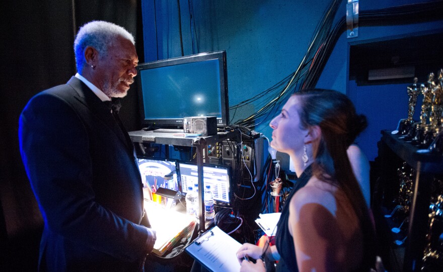 God (a.k.a. Morgan Freeman) getting ready to kick off the 2012 Oscar show.
