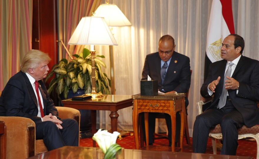 Donald Trump met with Egyptian President Abdel- Fattah el-Sisi in New York in September. Trump and his advisors have suggested that they will strengthen alliances with leaders including Sisi who have taken a hard line against Muslim extremism.