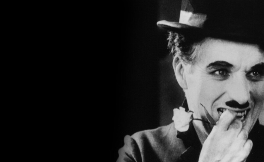 Charlie Chaplin as his iconic Little Tramp in "City Lights."