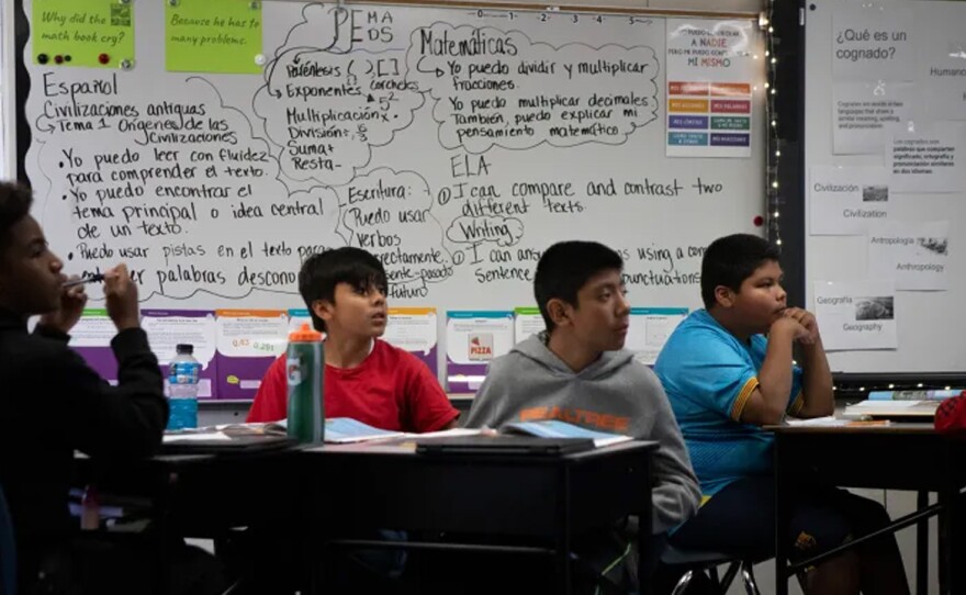 Students pay attention during a class in Spanish at Madison Elementary School in Madera on Oct. 30, 2024.
