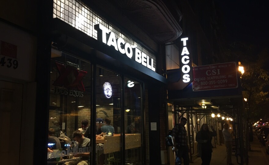 You'd never know it was a Taco Bell, except for the big sign that says "Taco Bell."