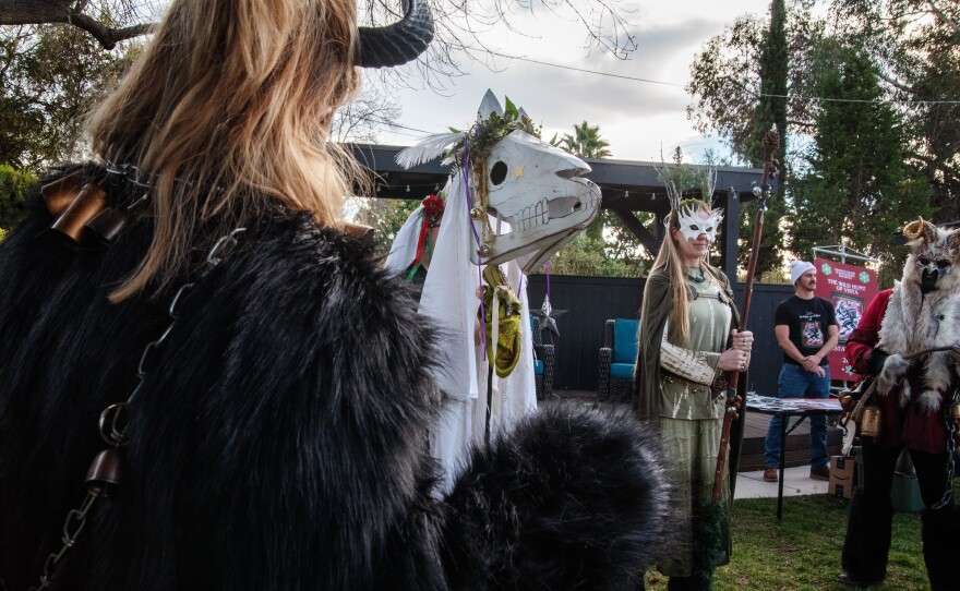 People dressed in folkloric characters for the Wild Hunt of Vista Krampus procession. Nov. 30, 2024