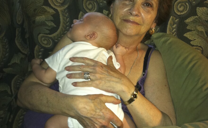 Abby Spitzer of Croton-on-Hudson, N.Y., with her grandson Auden White in 2013. Abby died on May 5, 2020. "Many of us feel the compulsion to prove over and over again that our tragedies are real," says her daughter Jennifer Spitzer.