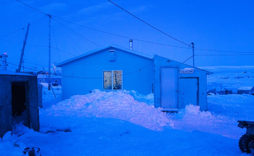Lizzie Chimiugak Nenguryarr's house in Toksook Bay. The village, home to members of the Nunakauyarmiut Tribe, was established in 1964.