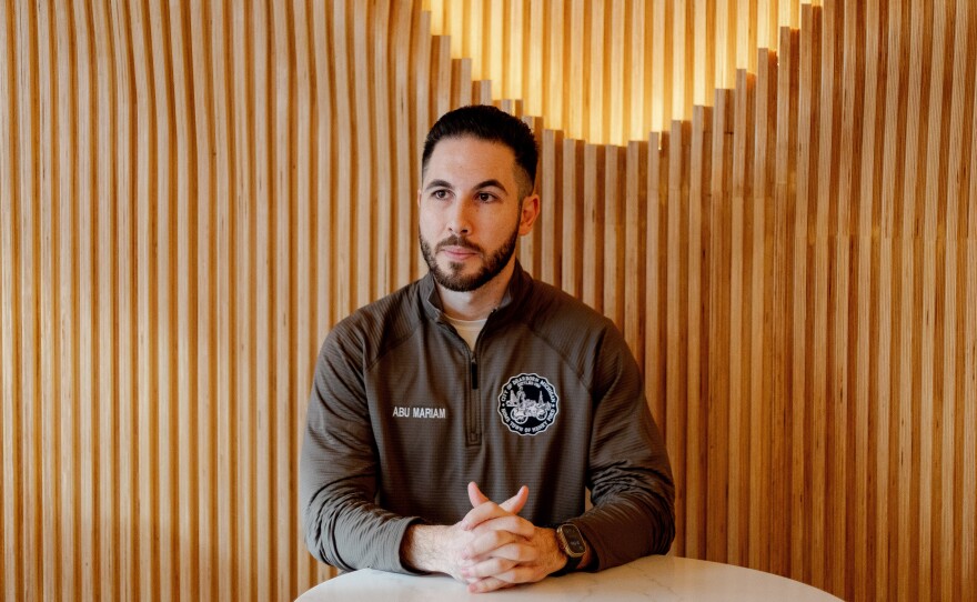 Dearborn Mayor Abdullah Hammoud sits at Jabal Coffee House in downtown Dearborn on Thursday.
