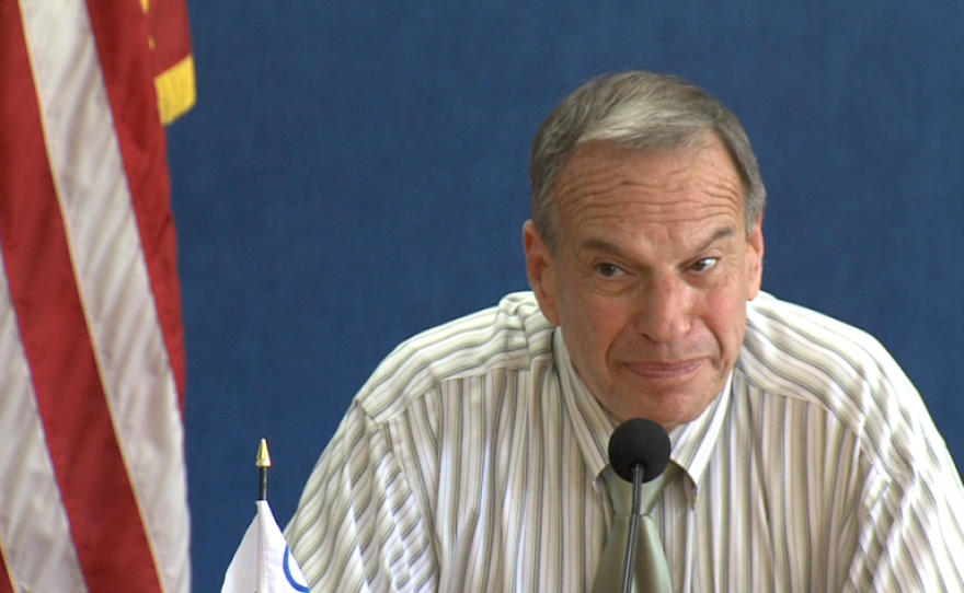 Mayor Bob Filner talks to reporters about his proposed budget.