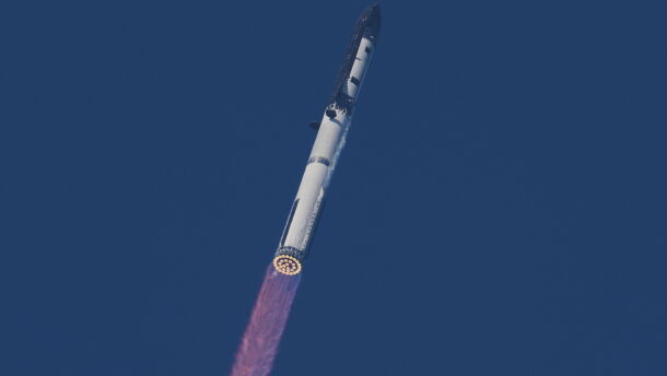SpaceX's mega rocket Starship makes a test flight from Starbase, Texas, Friday, May 22, 2026.