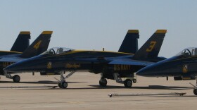 Blue Angels jets on the tarmac at MCAS Miramar. The Blue Angels will perform three shows at Marine Corps Air Station Miramar this weekend.