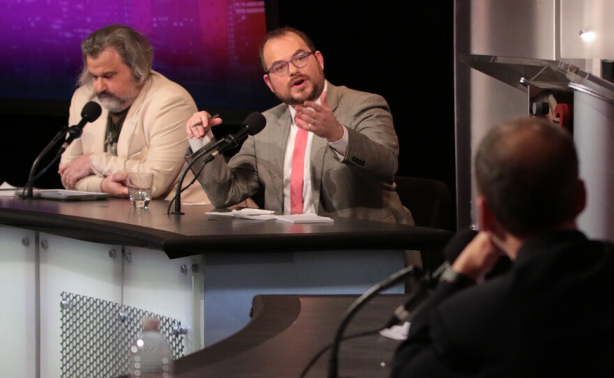 Matthew Yglesias (right) and Joe Konrath argue in favor of the role Amazon plays in the publishing industry.