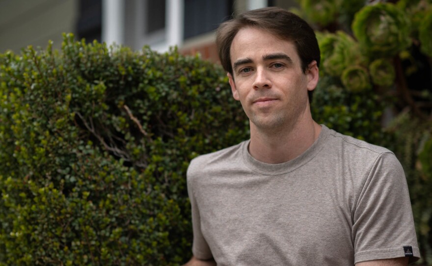 Tyler Shultz watched the trial mostly from afar at his San Francisco apartment. He did show up once, however, during closing arguments and sat in the courthouse's overflow room. He said it provided him with some closure to be able to see the trial live. Shultz is photographed at his family's home in Los Gatos.