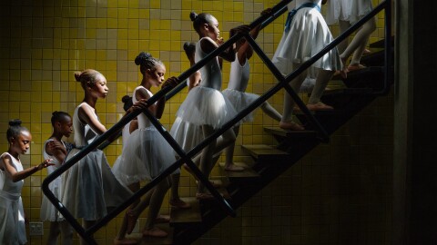 Young dancers from the Joburg Ballet School backstage at the Soweto Theatre prepare for their year-end performance. Soweto, South Africa. December 7, 2025.