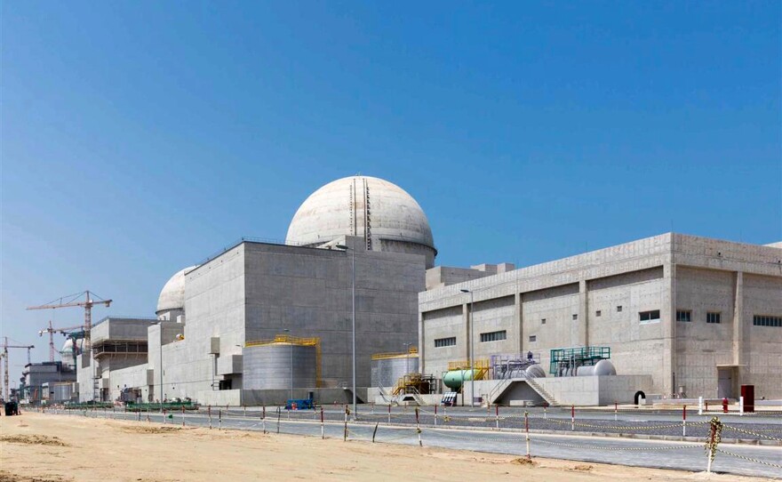 FILE - This undated photograph released by the United Arab Emirates' state-run WAM news agency shows the under-construction Barakah nuclear power plant in Abu Dhabi's Western desert.