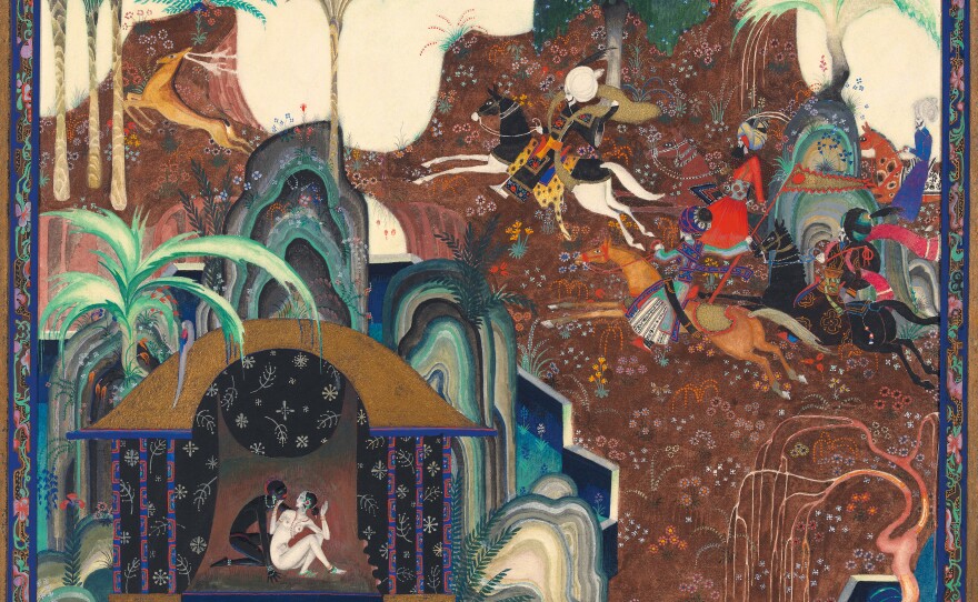 This original watercolor is from "The Tale of the Third Old Man" and shows an adulteress and her lover.