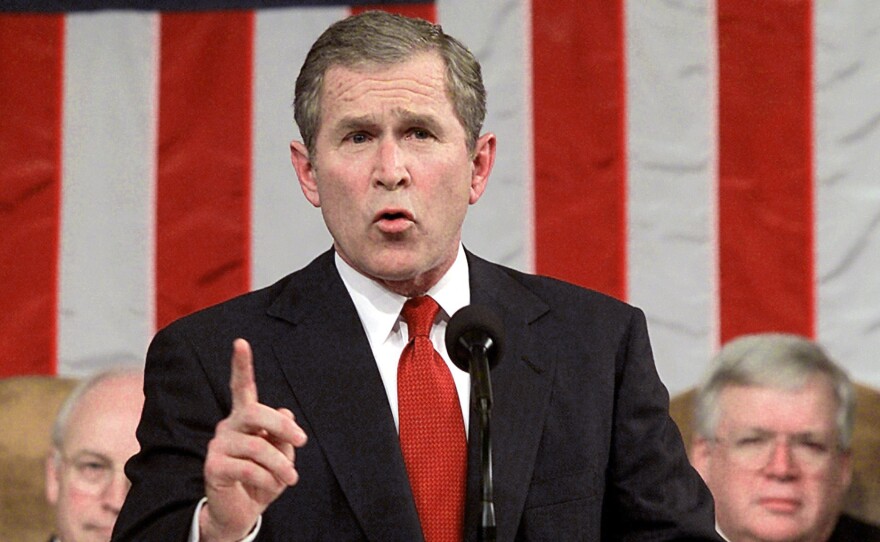 President Bush delivers his first address to a joint session of Congress on Feb. 27, 2001.