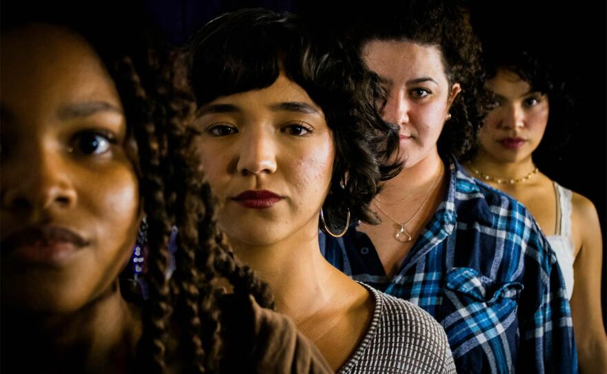 The actors from Moxie Theatre's productions of "Little Women The Broadway Musical" and "Our Dear Dead Drug Lord" are shown in an undated photo.