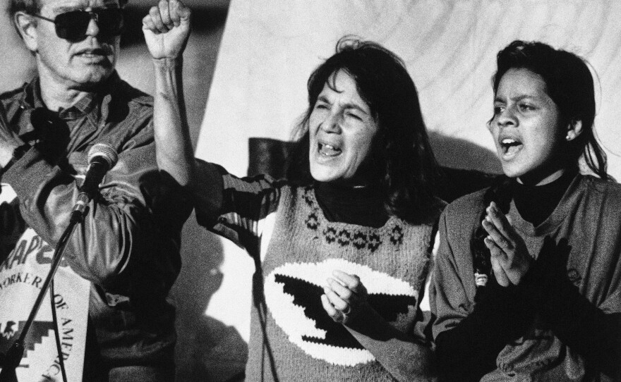 Dolores Huerta is seen at the California Democratic Party's 2025 State Convention at the Anaheim Convention Center in Anaheim, May 31, 2025.