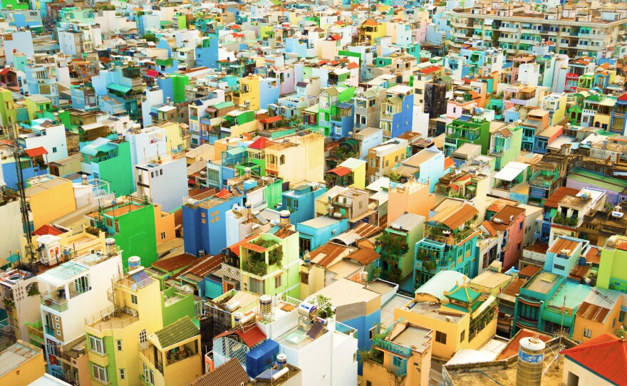 Ho Chi Minh City as seen from the 12th floor of a hostel. The Vietnamese city was formerly known as Saigon.