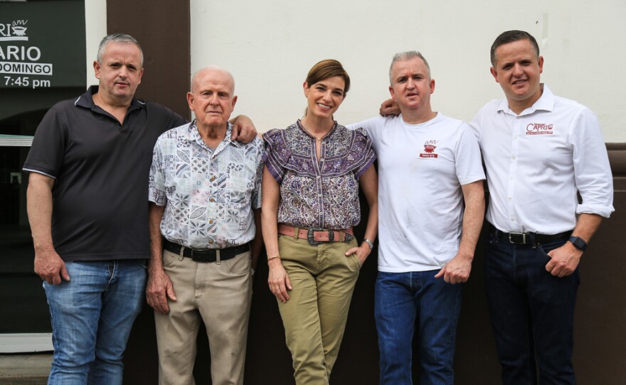 Pati Jinich (center) and the crew from Restaurante Capri, Allende, Mexico