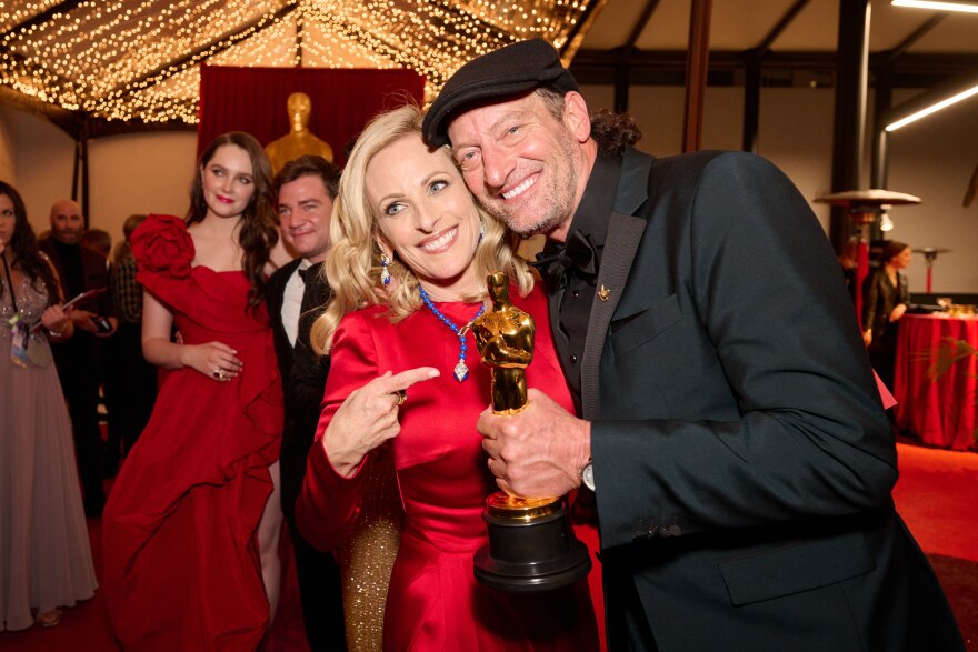 Marlee Matlin, an Oscar® winner from 1987's "Children of a Lesser God," and Oscar® winner Troy Kotsur attend the Governors Ball following the 94th Oscars®. March 27, 2022.