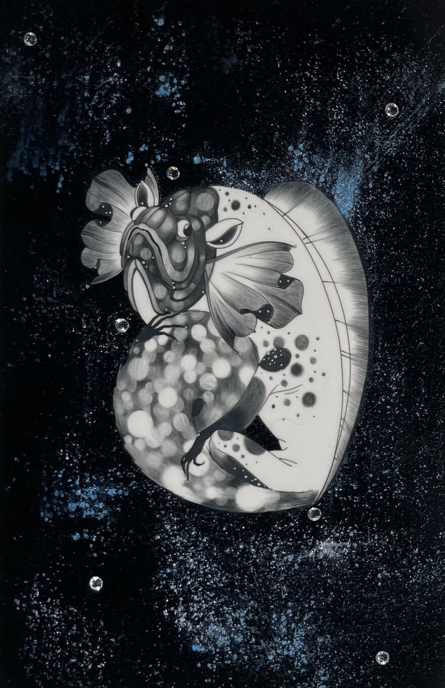 One of Katherine Brannock's "Weikenings," part of her "Four Letter Words: GIRL" exhibition opening Saturday, July 23, 2022 at Trash Lamb Gallery.