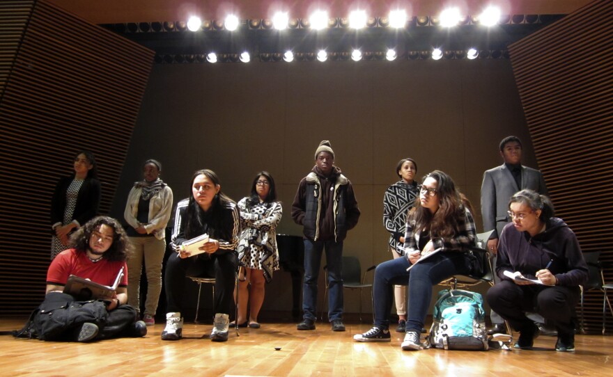 The 17 students who wrote and perform in the play are members of the Epic Theater Ensemble, a group that helps teens create their own plays with a social justice theme.