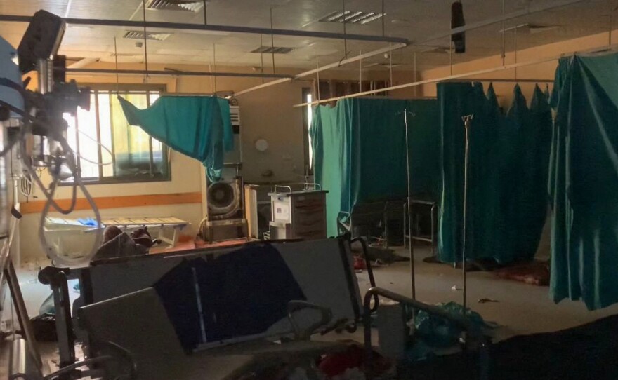 Damage is seen inside Nasser Hospital in Khan Younis, southern Gaza Strip, on Feb. 26, which Israeli troops raided two weeks earlier after days of fighting, amid ongoing battles between Israel and the militant Hamas movement.