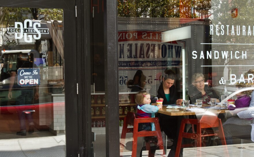 Just before lunchtime, people line up outside DGS Delicatessen on Connecticut Avenue in D.C.'s Dupont Circle. It's been open for just four months, and some customers say the nation's capital was overdue for a Jewish delicatessen.