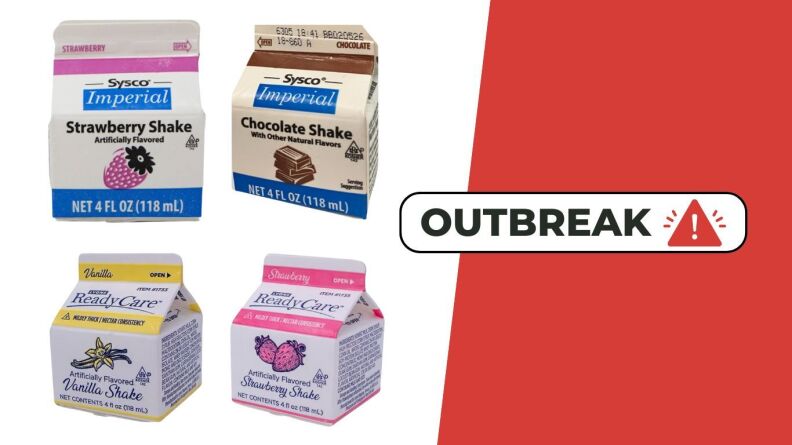 Images of recalled nutritional shakes, sold under the brands Lyons ReadyCare and Sysco Imperial, are pictured. The U.S. Food and Drug Administration linked the shake to a Listeria outbreak sickening people since 2018.