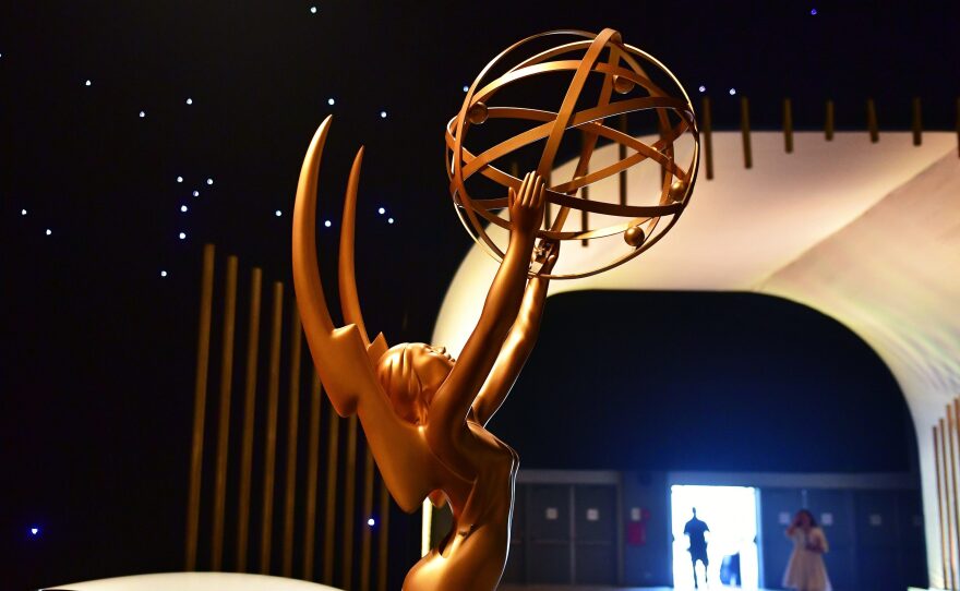 A statue of the Emmy Award at the 2017 Emmy Awards Governors Ball press preview.
