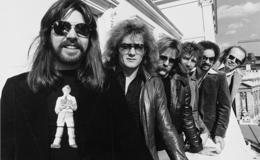 Bob Seger (left) and the Silver Bullet Band in 1977, the year after the release of Seger's first platinum album, <em>Night Moves</em>
