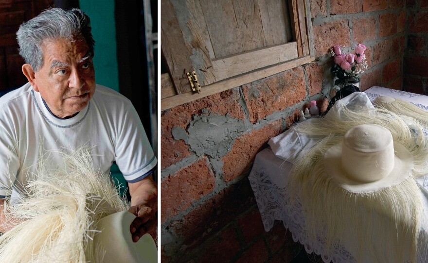 Don Rosendo Delgado, now in his late 80s, is one of the great old-time hat dealers. He says Simon Espinal's hats are among the finest — if not the finest — he's ever seen, though he recalls a female weaver from the 1950s who might have come close.