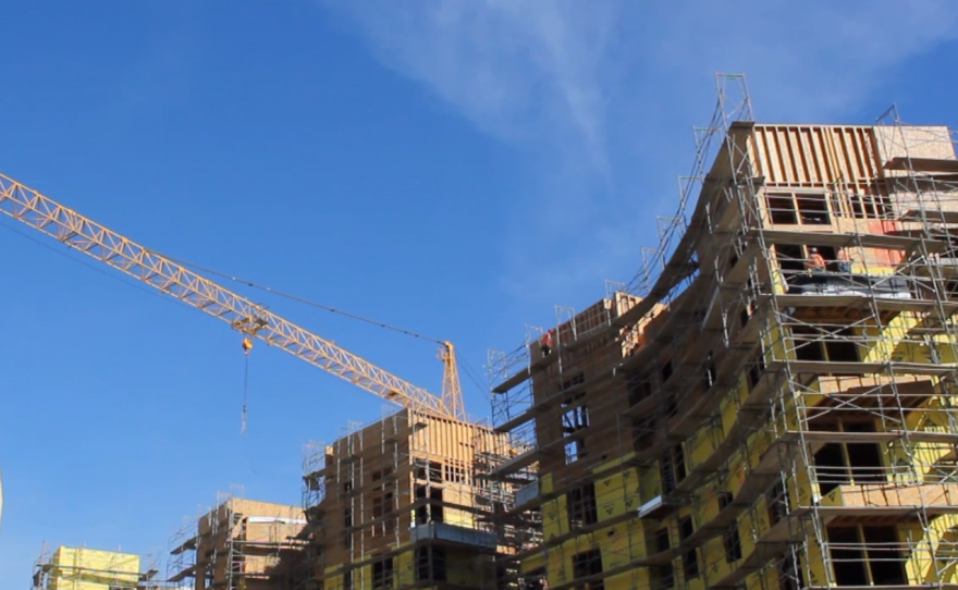 A crane stands at a housing construction site in downtown San Diego in this undated photo.