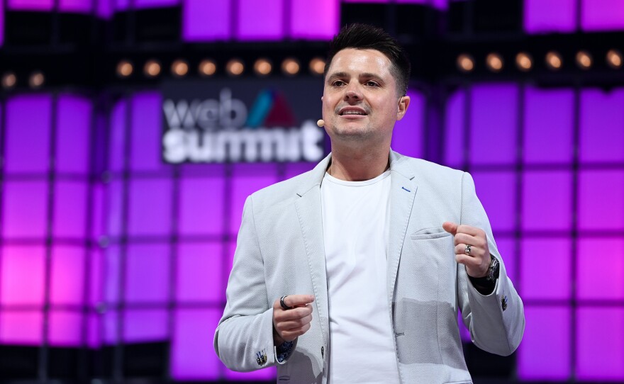 Domm Holland, Fast, on Centre Stage during day one of Web Summit 2021 at the Altice Arena in Lisbon, Portugal.