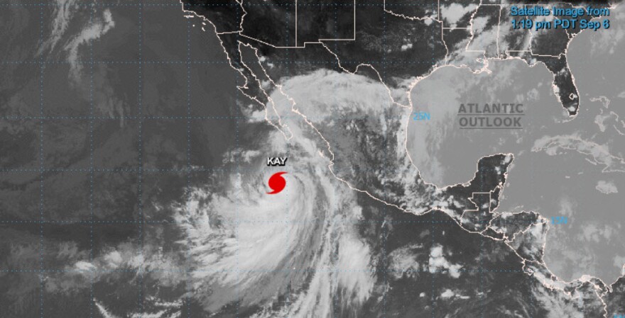 A NOAA satellite image of Hurricane Kay taken at 1:19 p.m. Sept. 6, 2022.