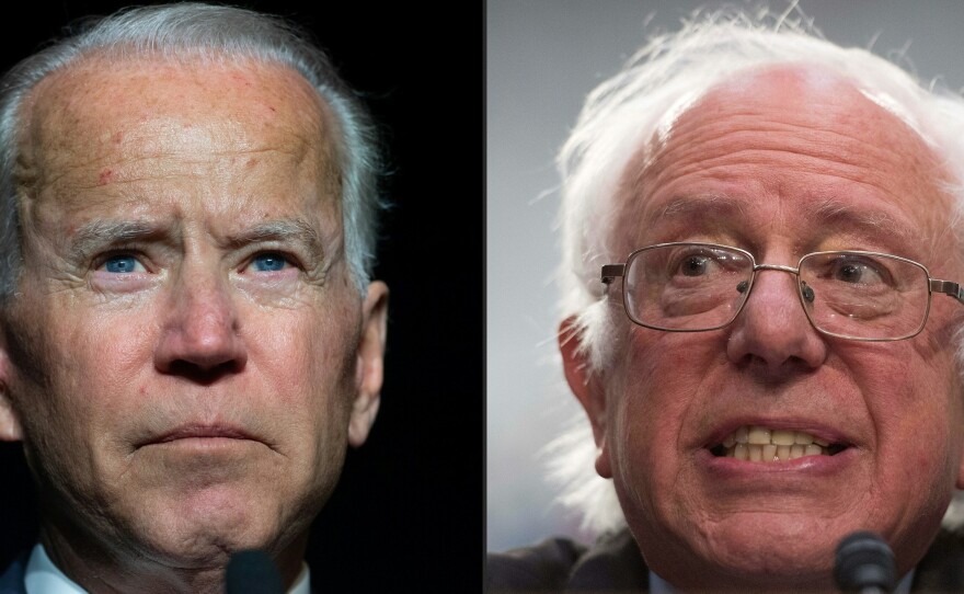 Former Vice President Joe Biden (left) and Sen. Bernie Sanders of Vermont are putting forward very different visions in the Democratic presidential primary.
