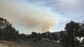 Smoke fills the sky along Adobe Falls Road in San Diego, June 3, 2018. Photo taken from Lake Murray area.